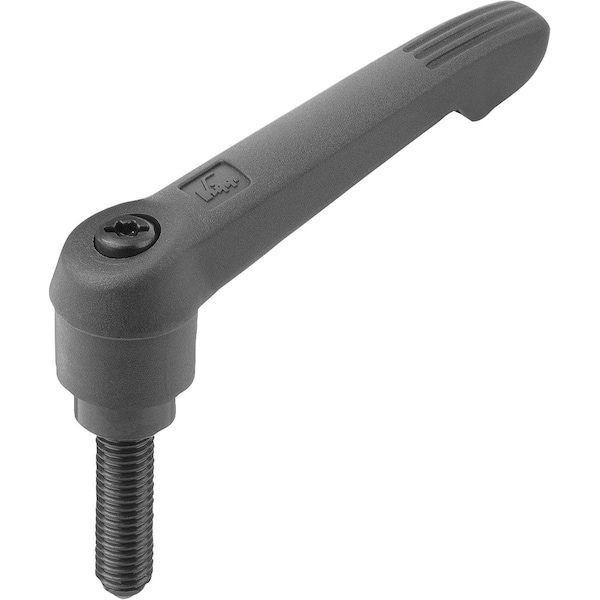Adjustable Handle W. Ball Size:1 M05X39, 1, Form:D Plastic, Black Ral7021, Flattened, Comp:Ball Steel
